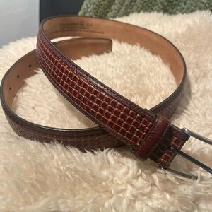 Brighton Belt Belmont Italian Calfskin Woven Brown Leather Belt Size 36